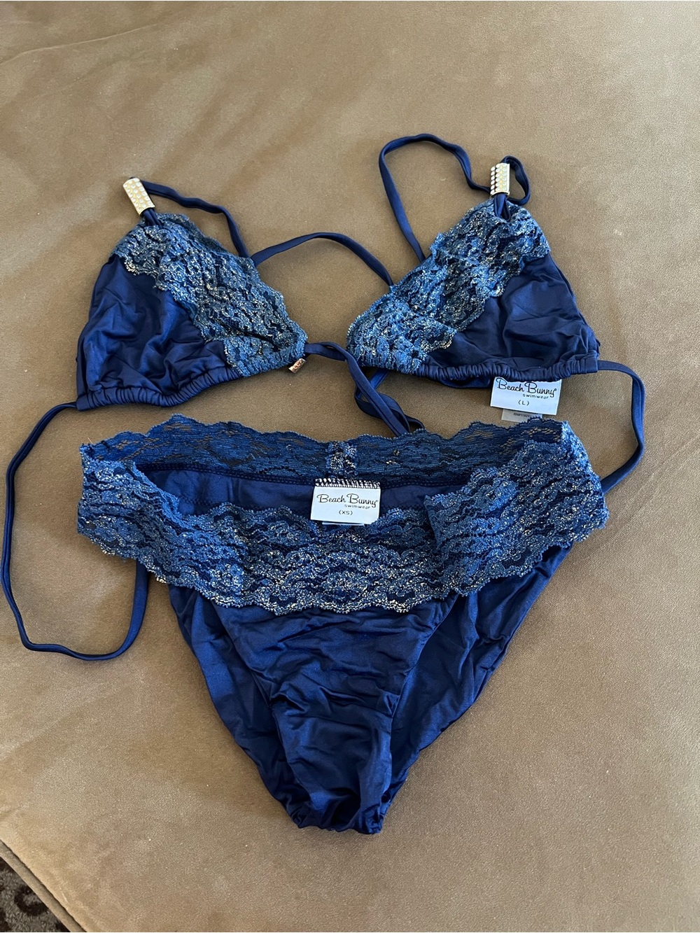 Beach Bunny Navy Lace Bikini Set